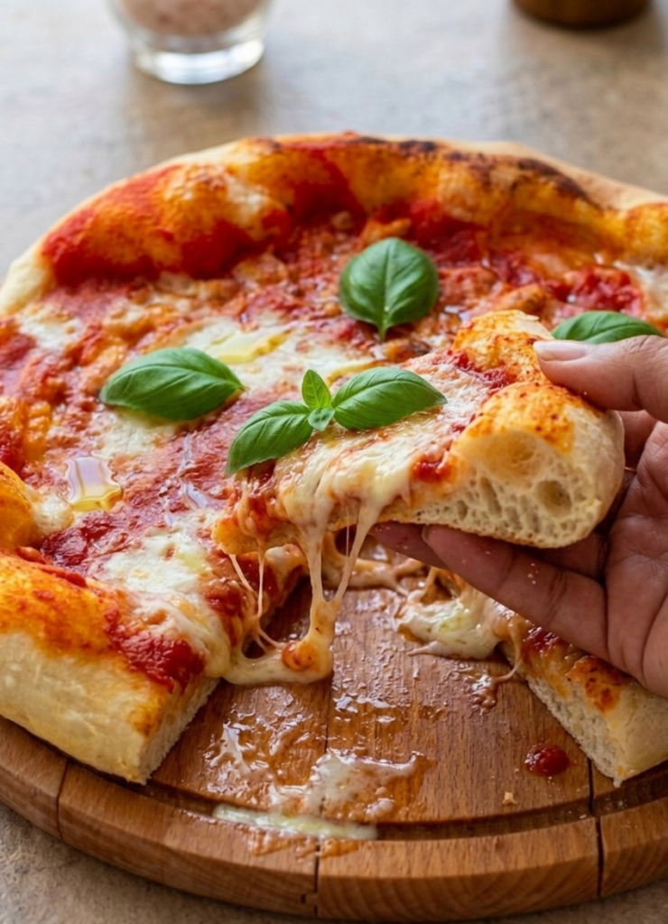 Pizza alta idratazione mozzarella filante