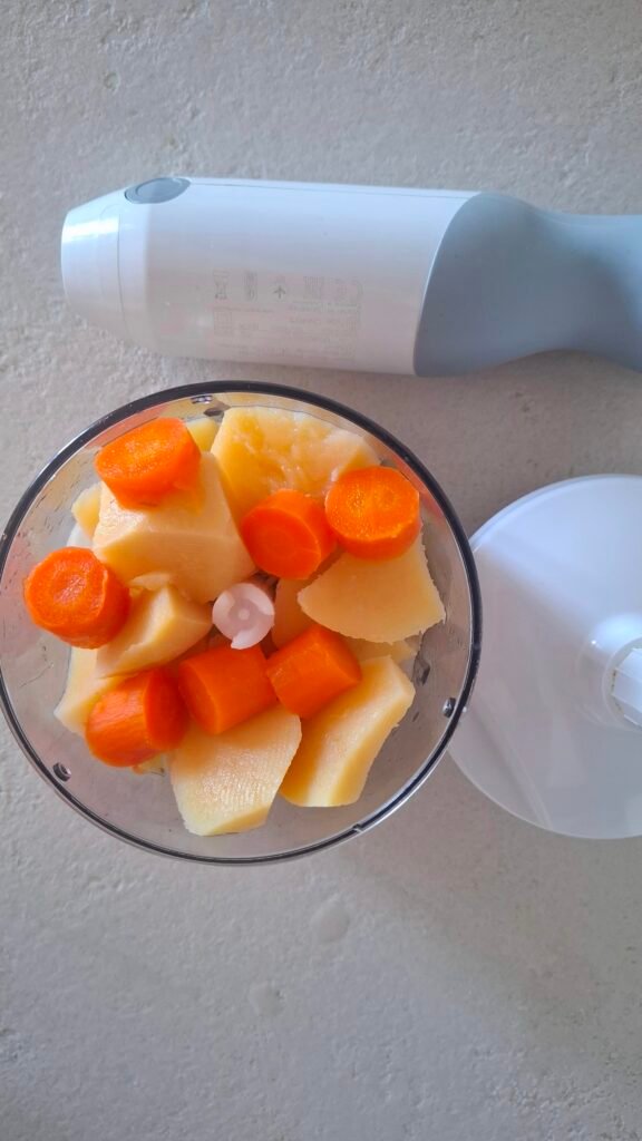 Verdura bollita con zucca mixer