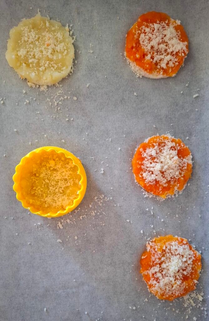 Cialde carote e patate viste dall'alto 