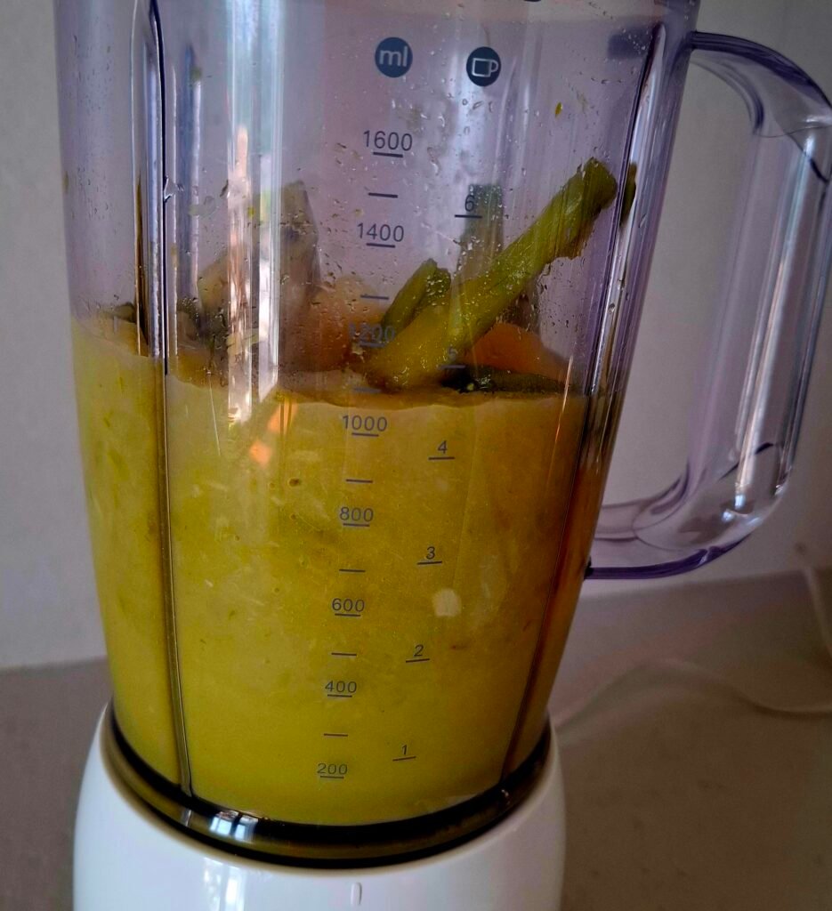 Verdure bollite frullate nel mixer