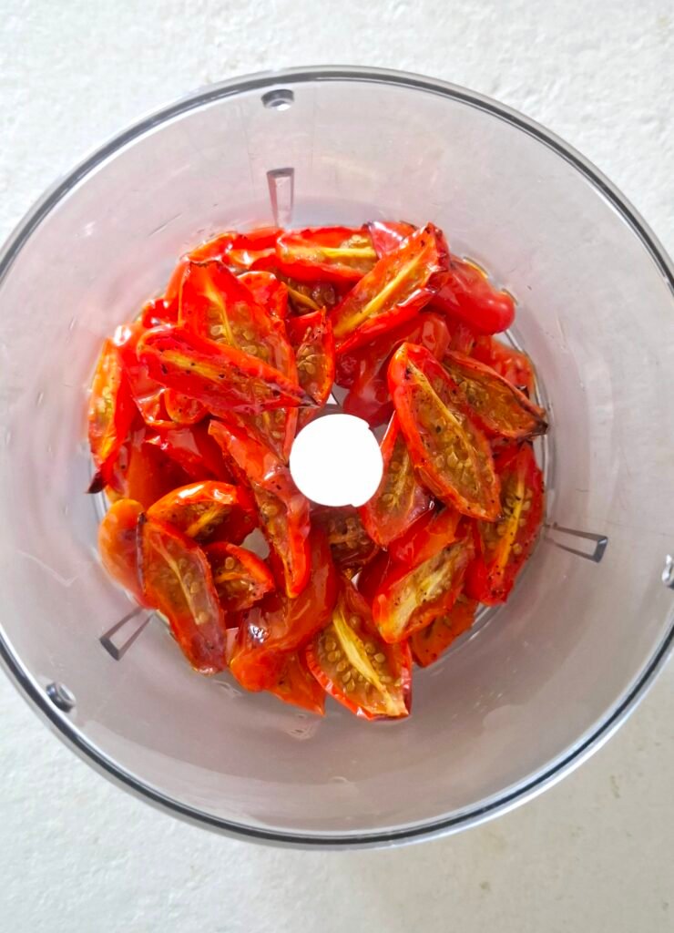 Pomodorini confit nel mixer