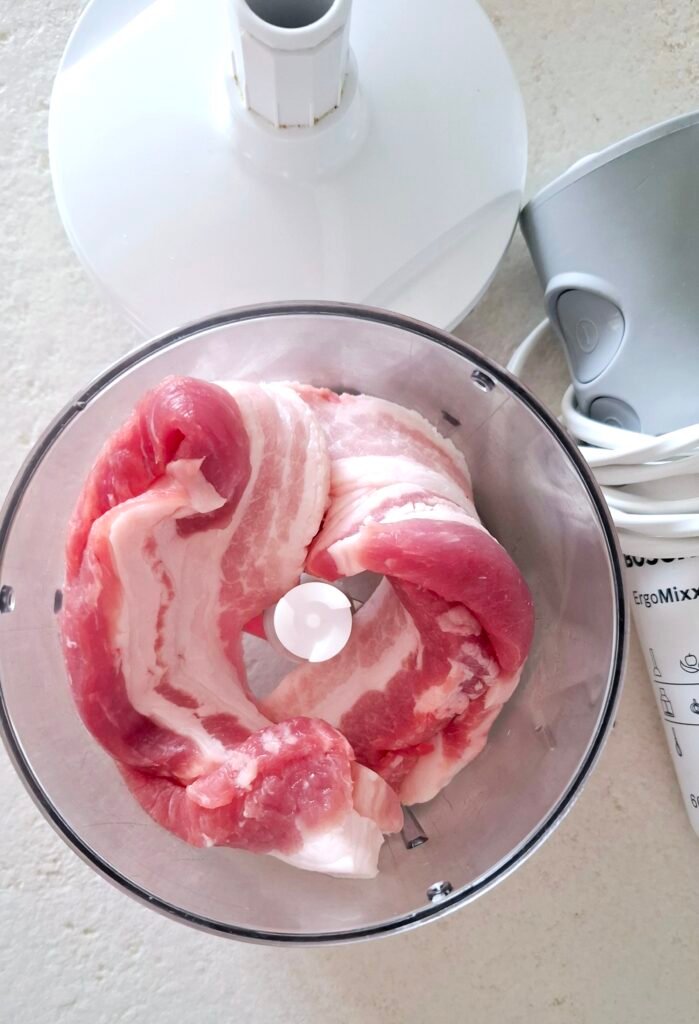 Pancetta nel mixer